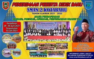 PENERIMAAN PESERTA DIDIK BARU (PPDB) ONLINE  SMA NEGERI 2 KOTABARU TAHUN 2021/2022